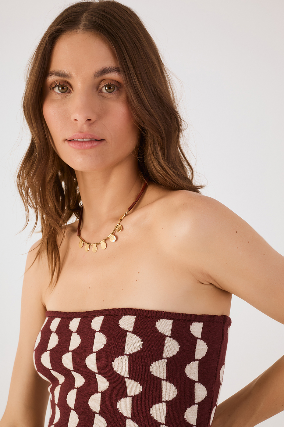 Off-White Strapless Tricot Crop Top