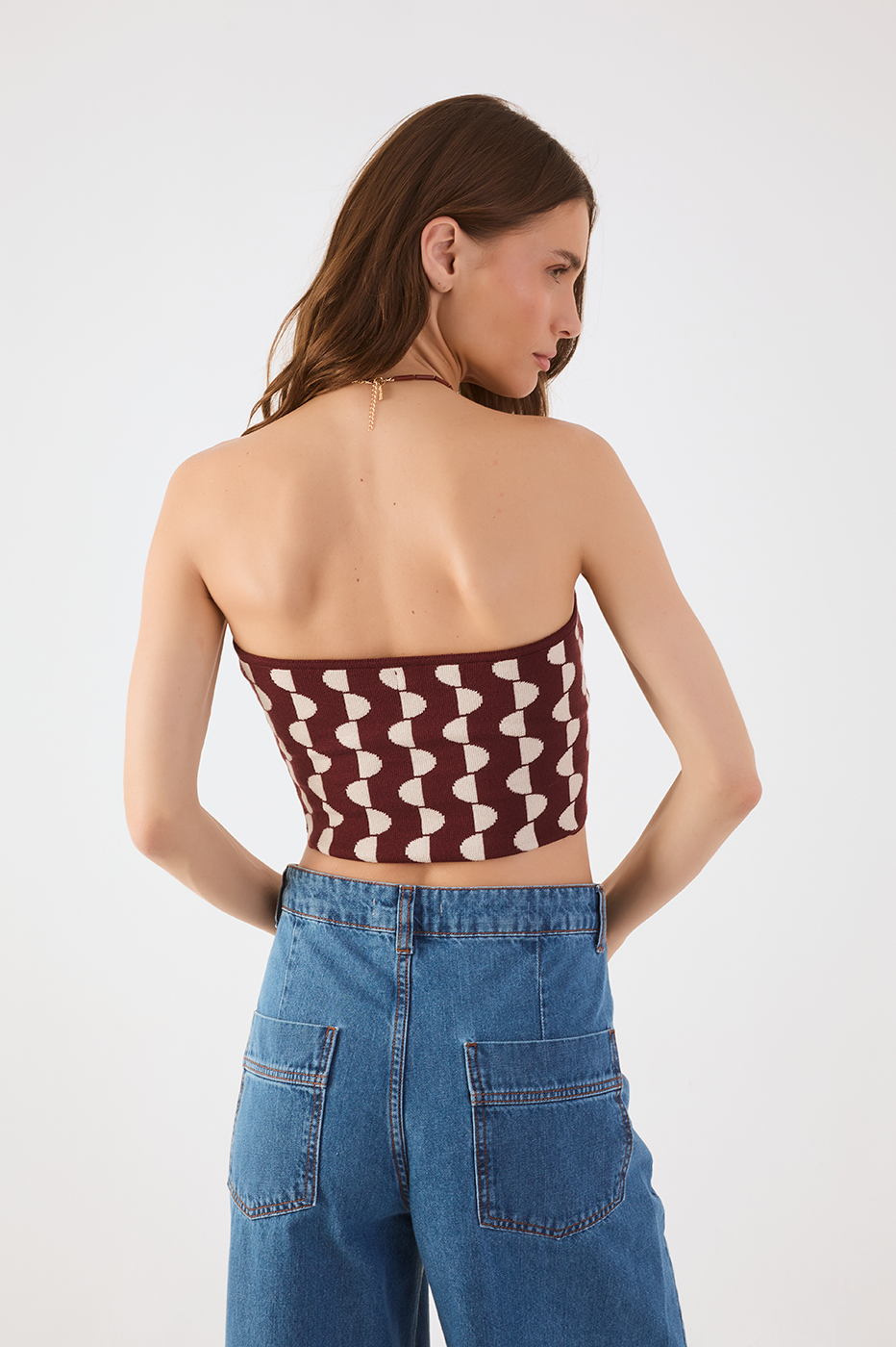 Off-White Strapless Tricot Crop Top