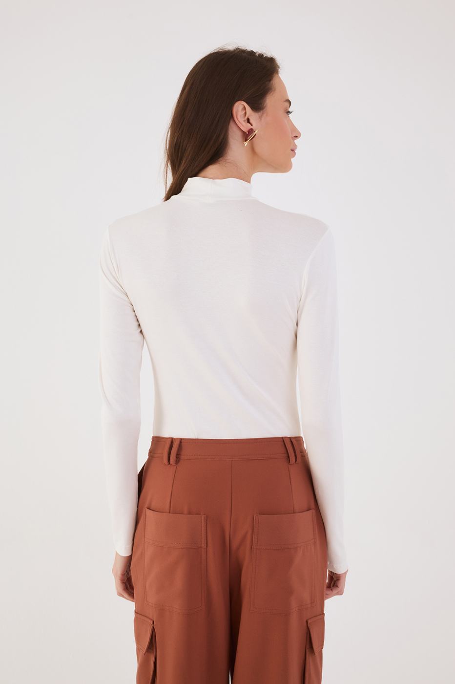 Off-White High Neck Long Sleeve Bodysuit