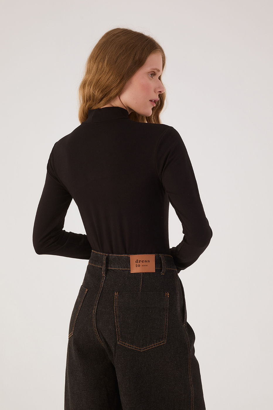 Black High Neck Long Sleeve Bodysuit