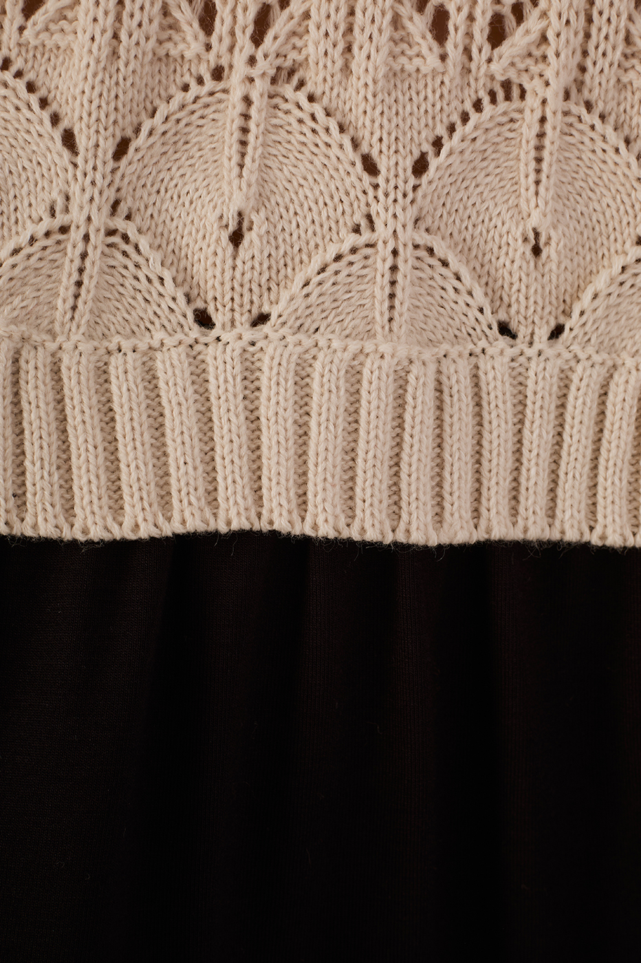 Black Crochet Bodice Long Sleeve Blouse