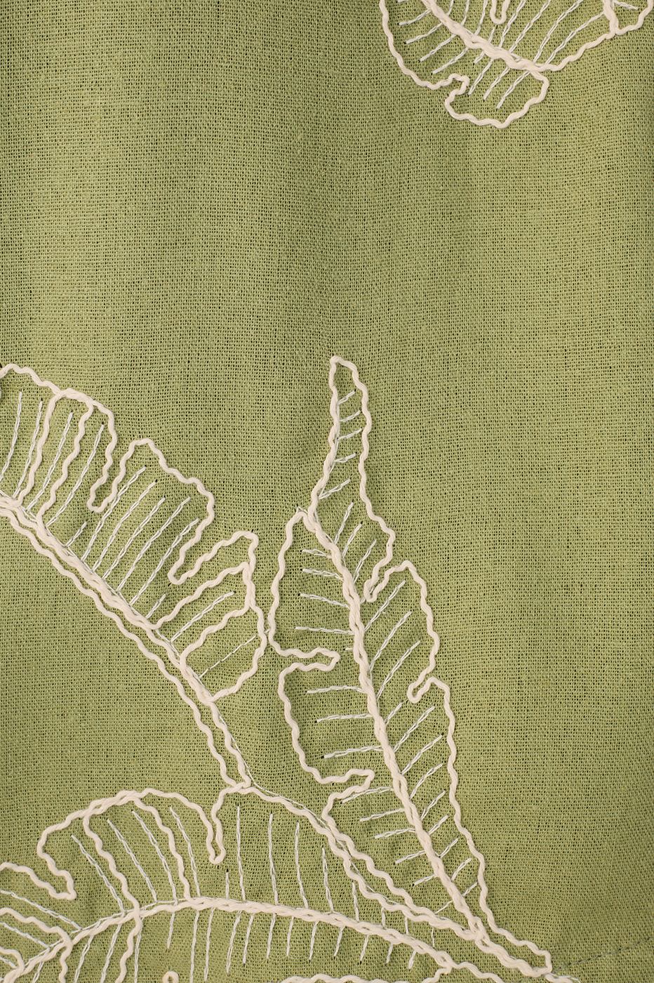 Linen Assimétrica Leaf Embroidery Top_6