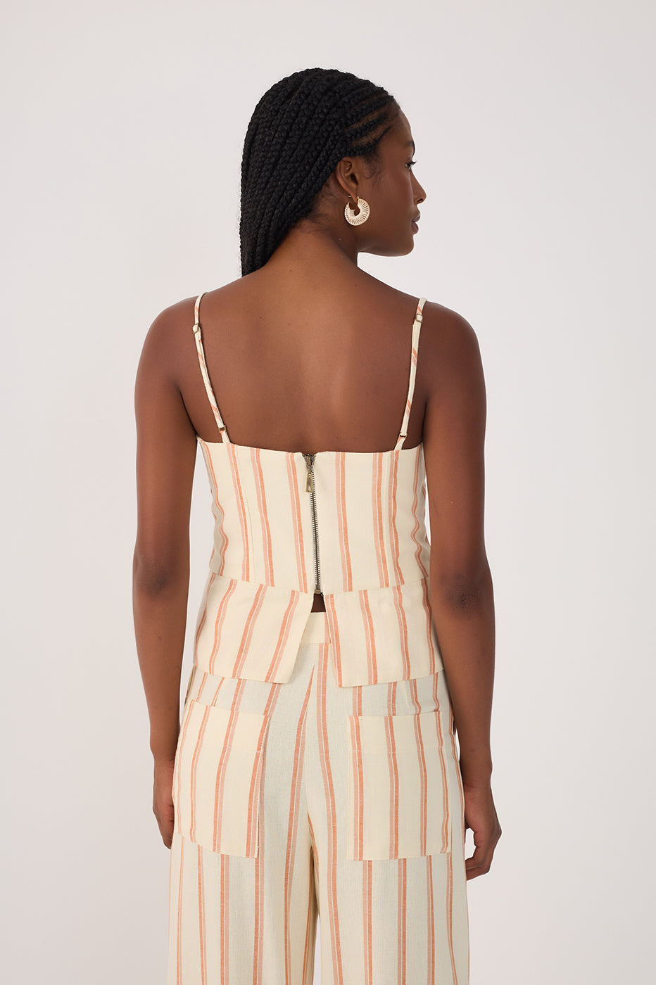 Linen Striped Zíper Destacavel Top_5