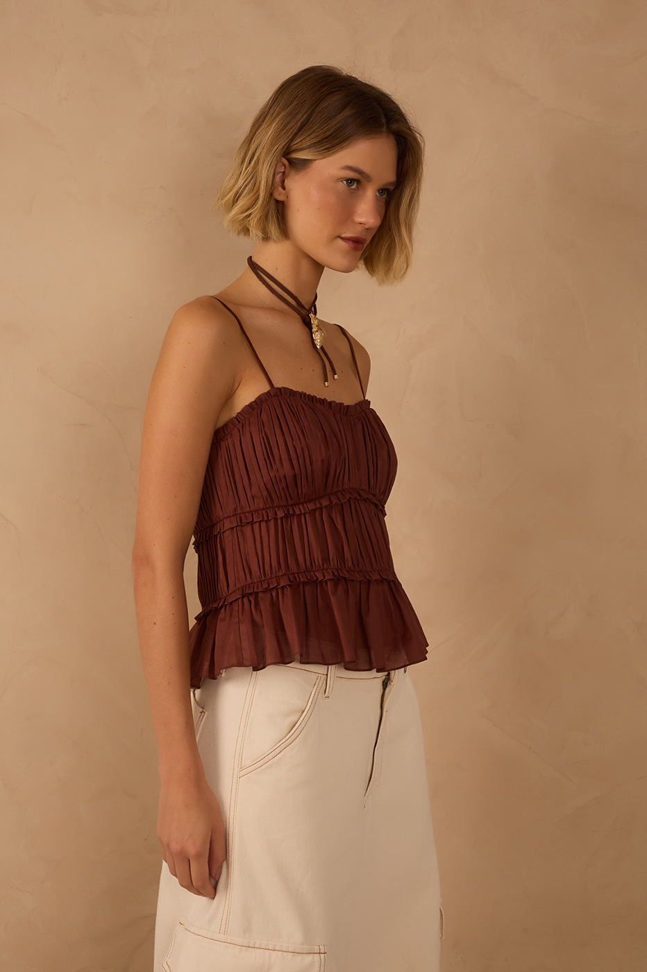 Cotton Yoke Draped Top_1