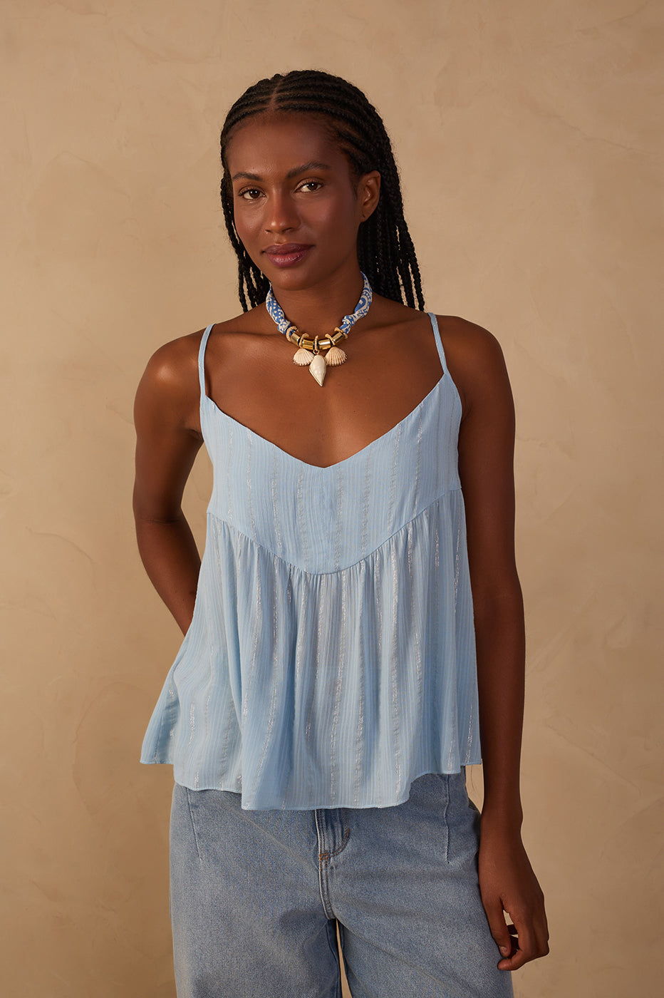 Lurex Yoke Neckline Top_1