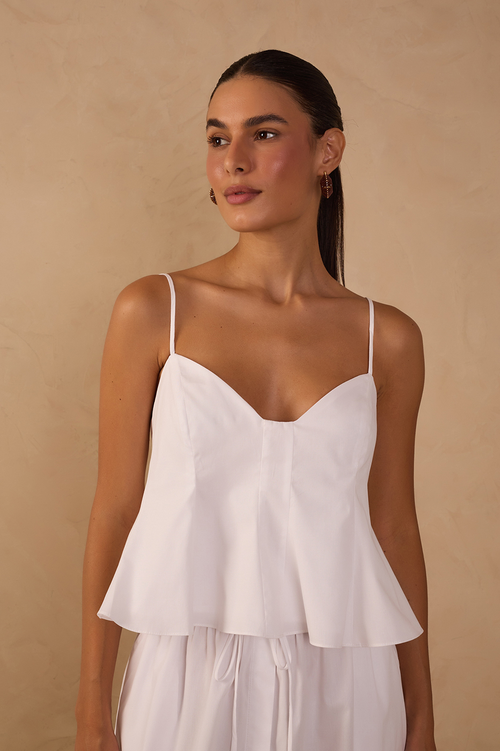 white sleeveless peplum dress White Sleeveless Peplum Mermaid Midi Dress
