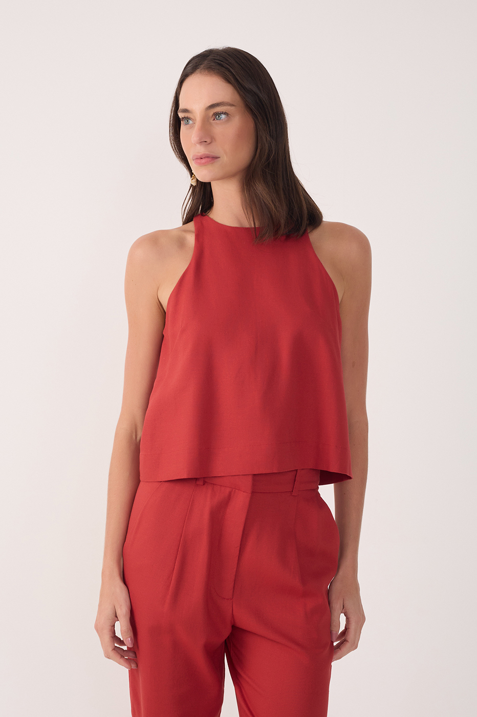 Linen Neckline Racer Top_2