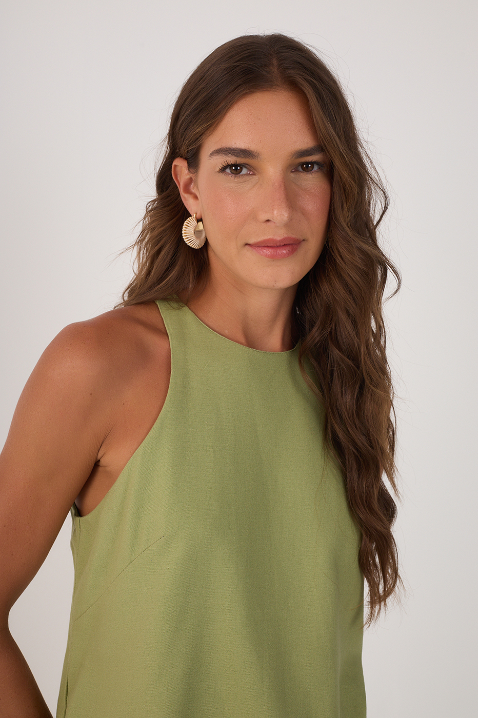 Linen Neckline Racer Top