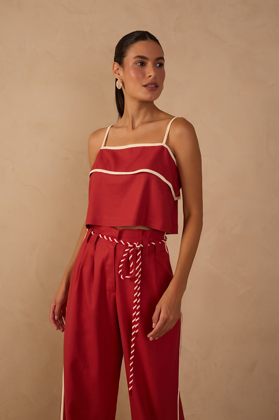 Cropped Bias Cut Top