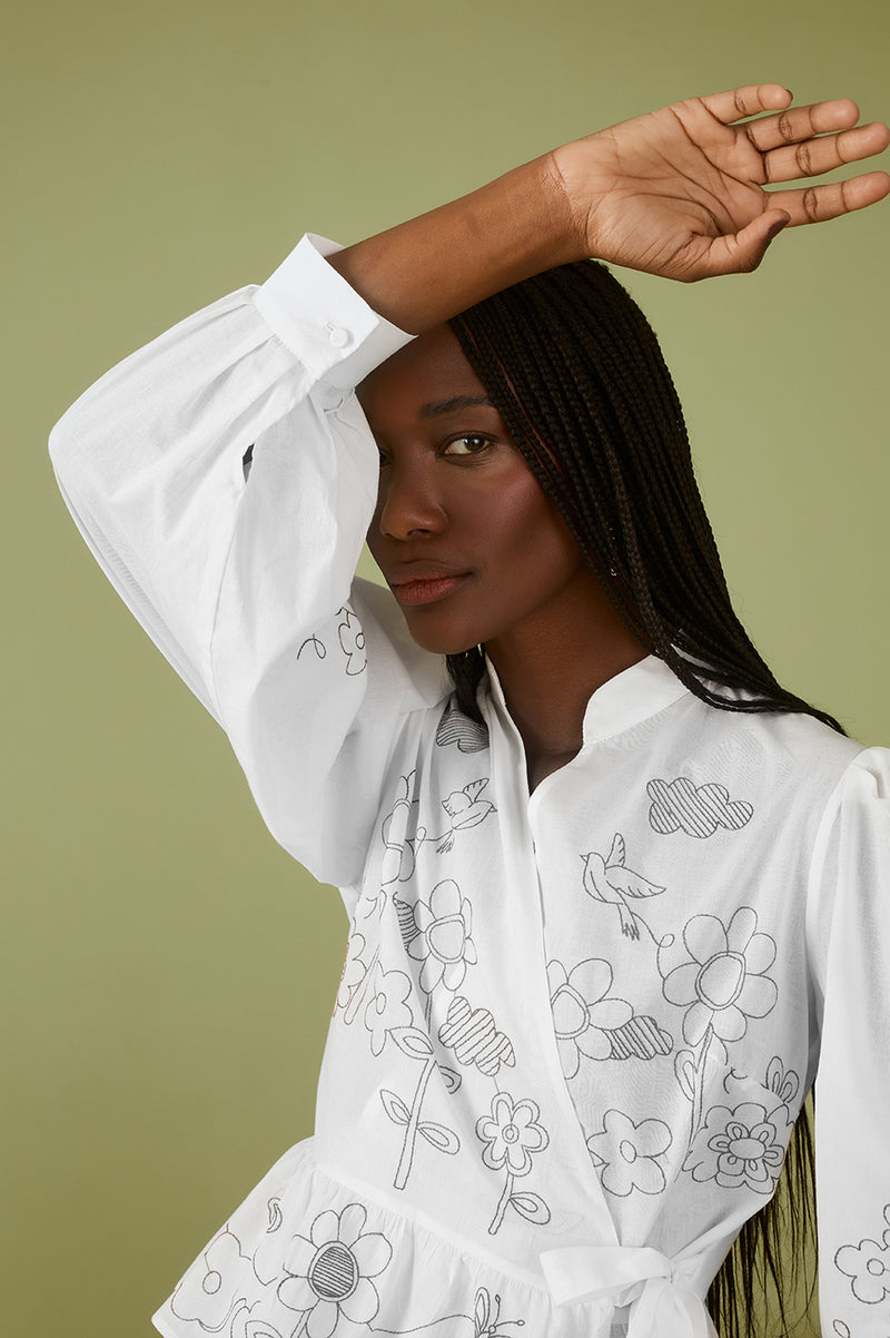 Garden Print Wrap Blouse_1