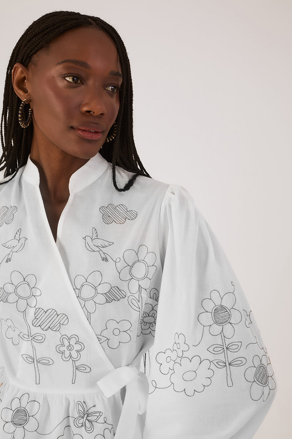 Garden Print Wrap Blouse