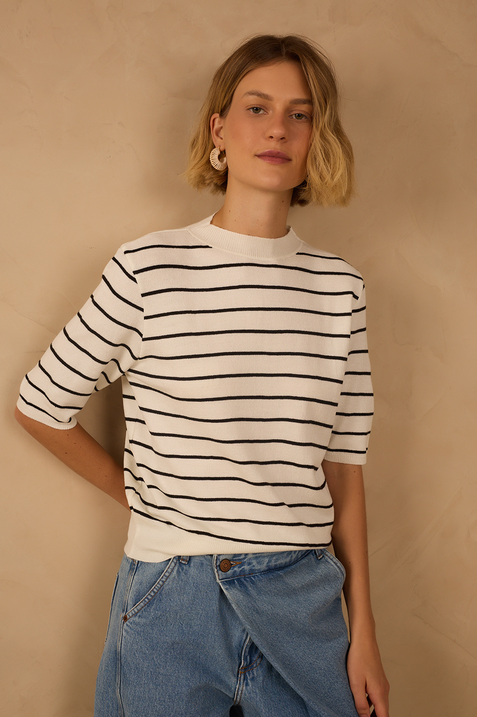 Knit Sleeve Short Top_1