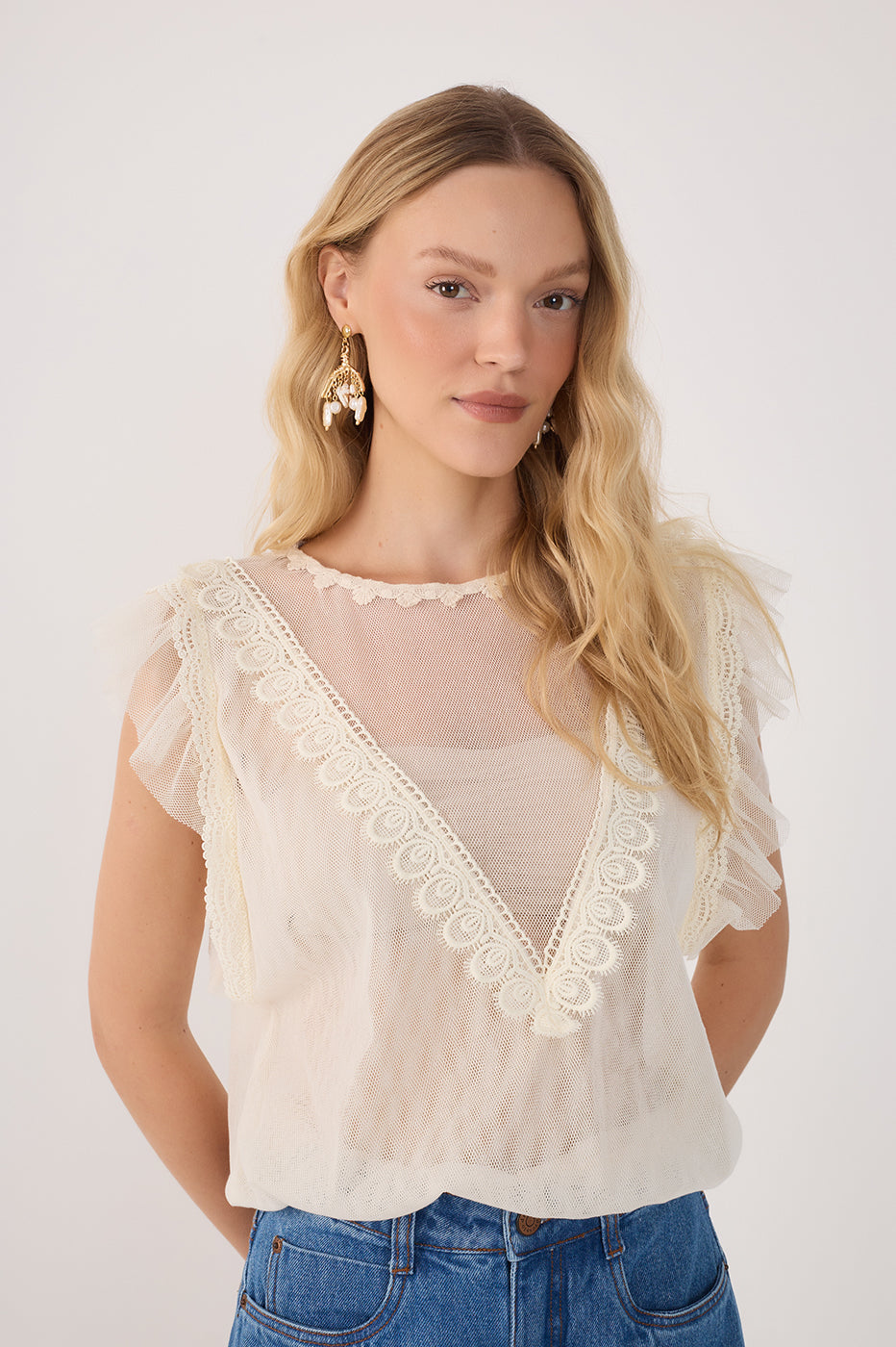 Batinha Tulle With Rendas