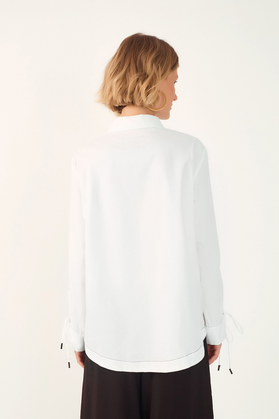 White Collared Cuff Ties Buttoned Shirt_6