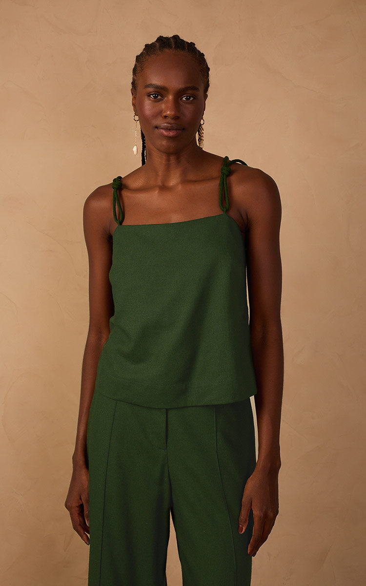 Linen Strap Knot Top_1