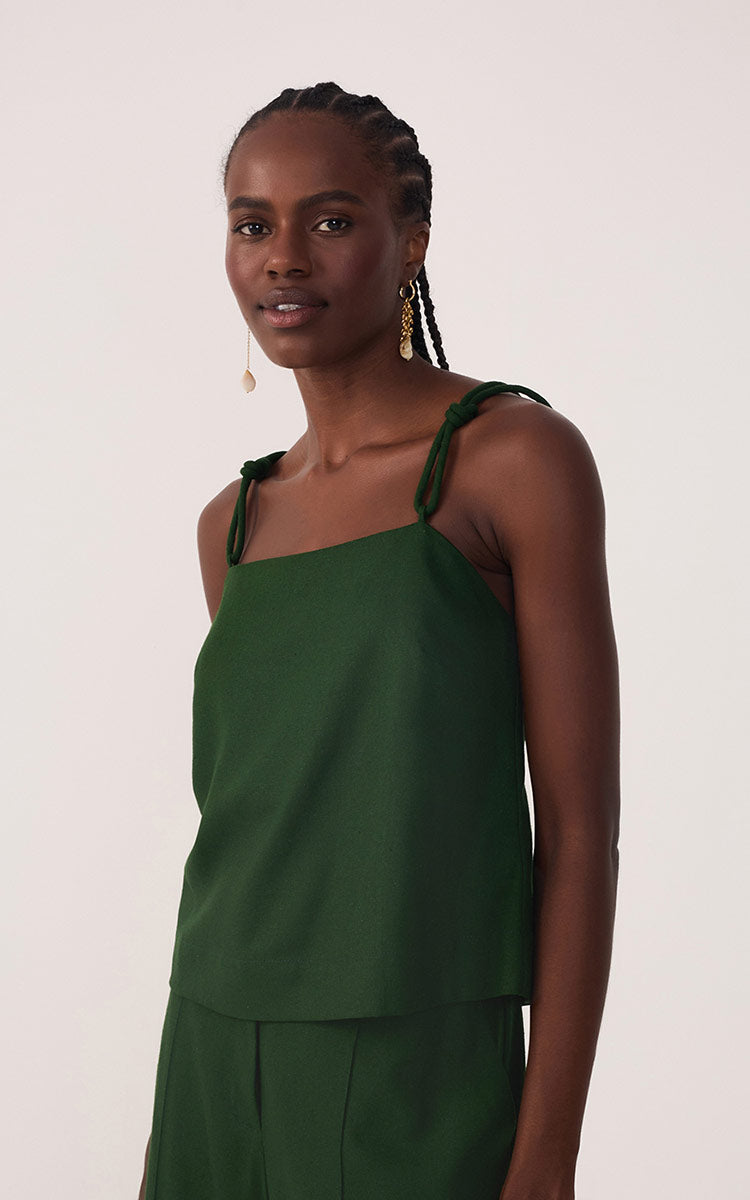 Linen Strap Knot Top