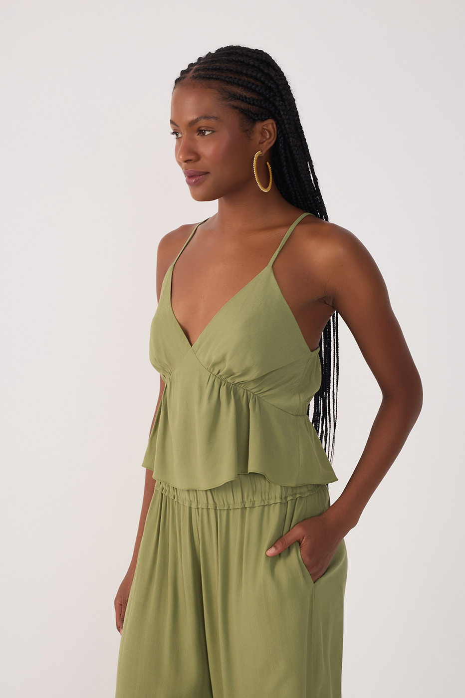 Crepe Cut Out Bust Top