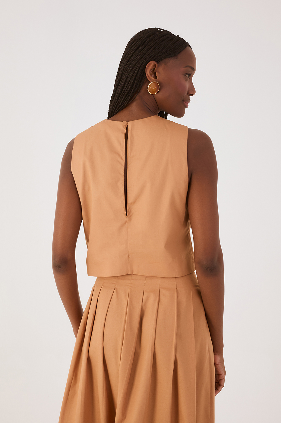 Beige Leme Foliage Embroidered Cotton Blouse_5