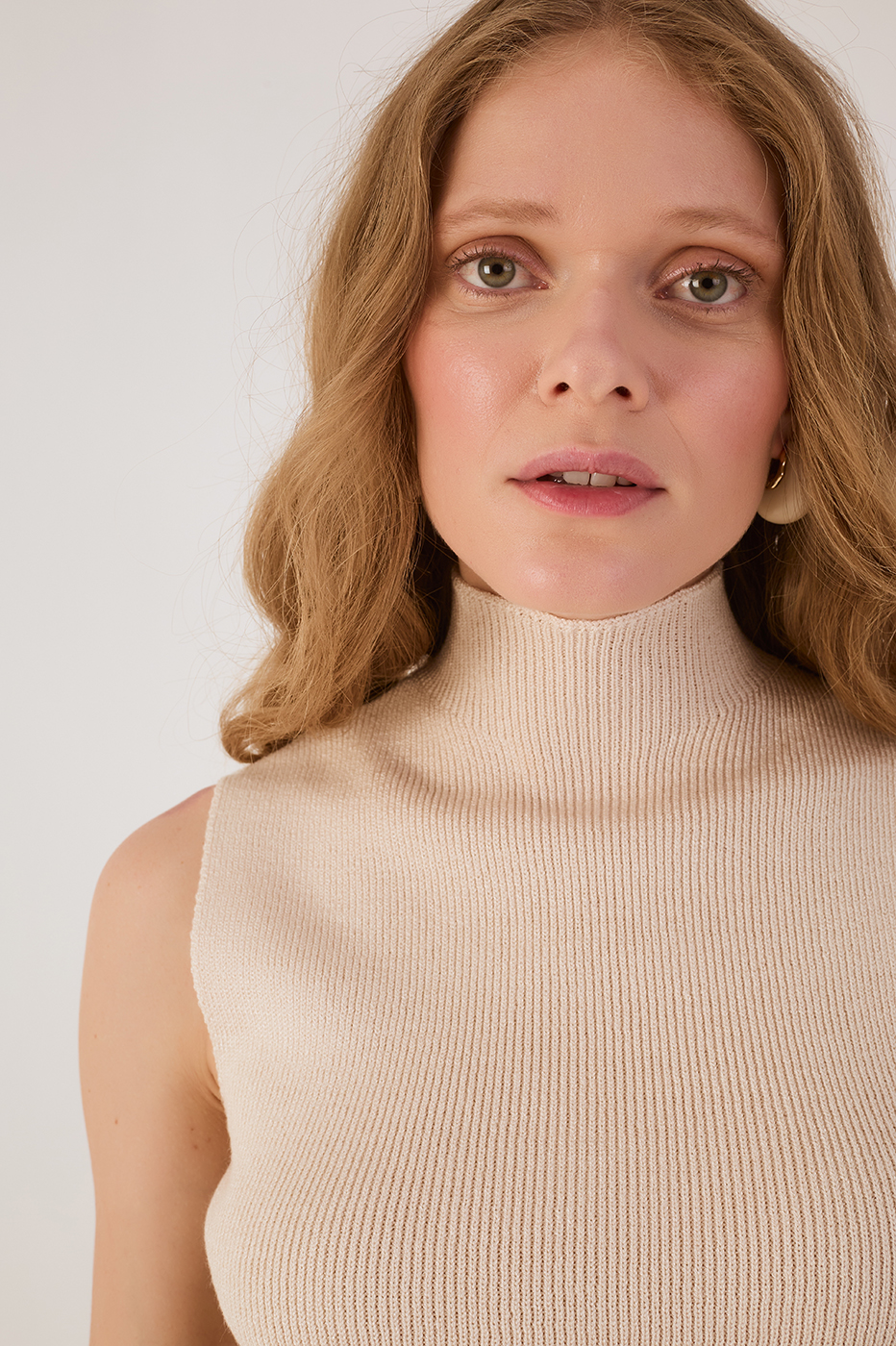 Blue Maritime Sleeveless Tricot Turtleneck