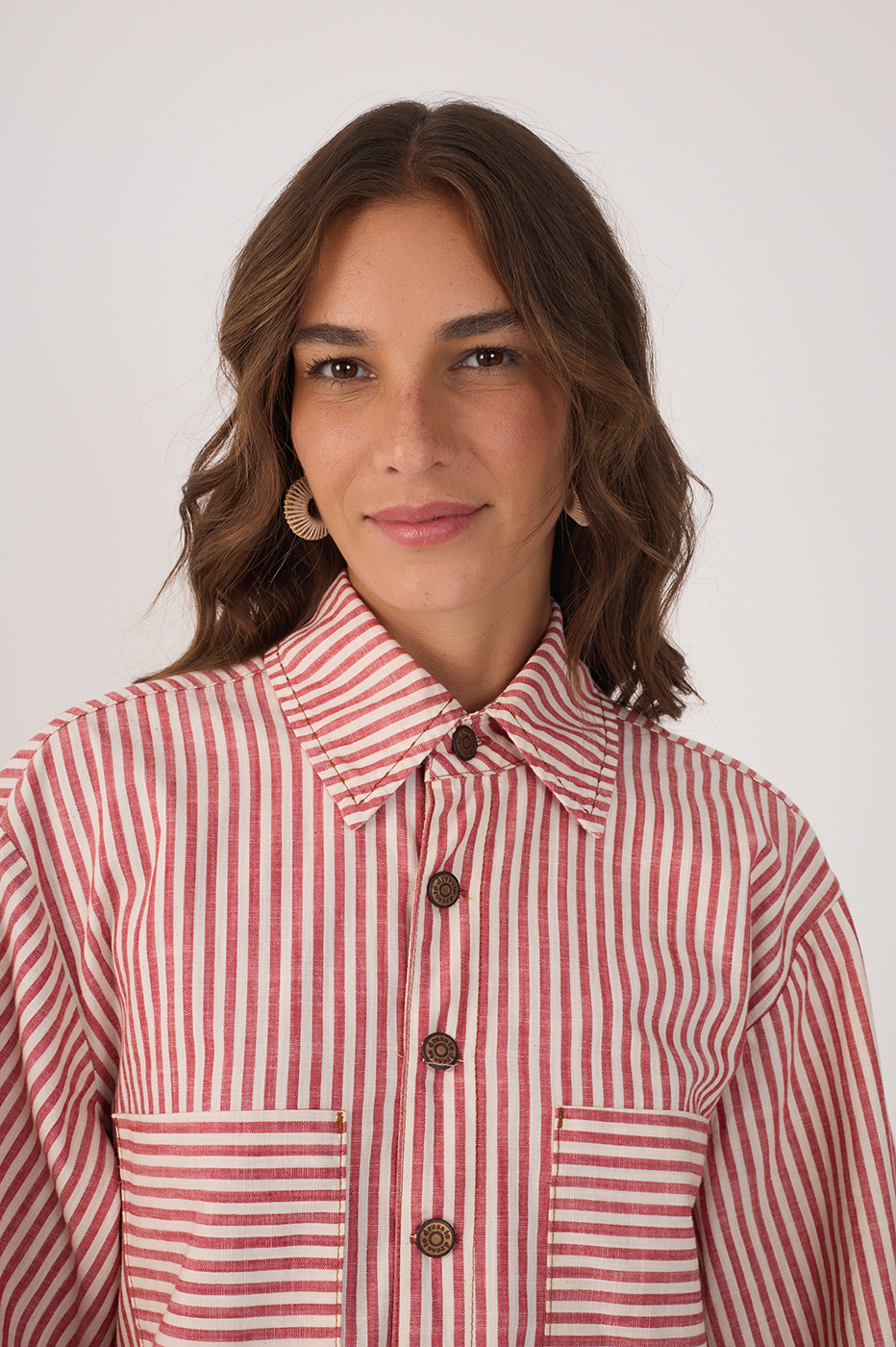 Red Stripes Collared Buttoned Twill Shirt