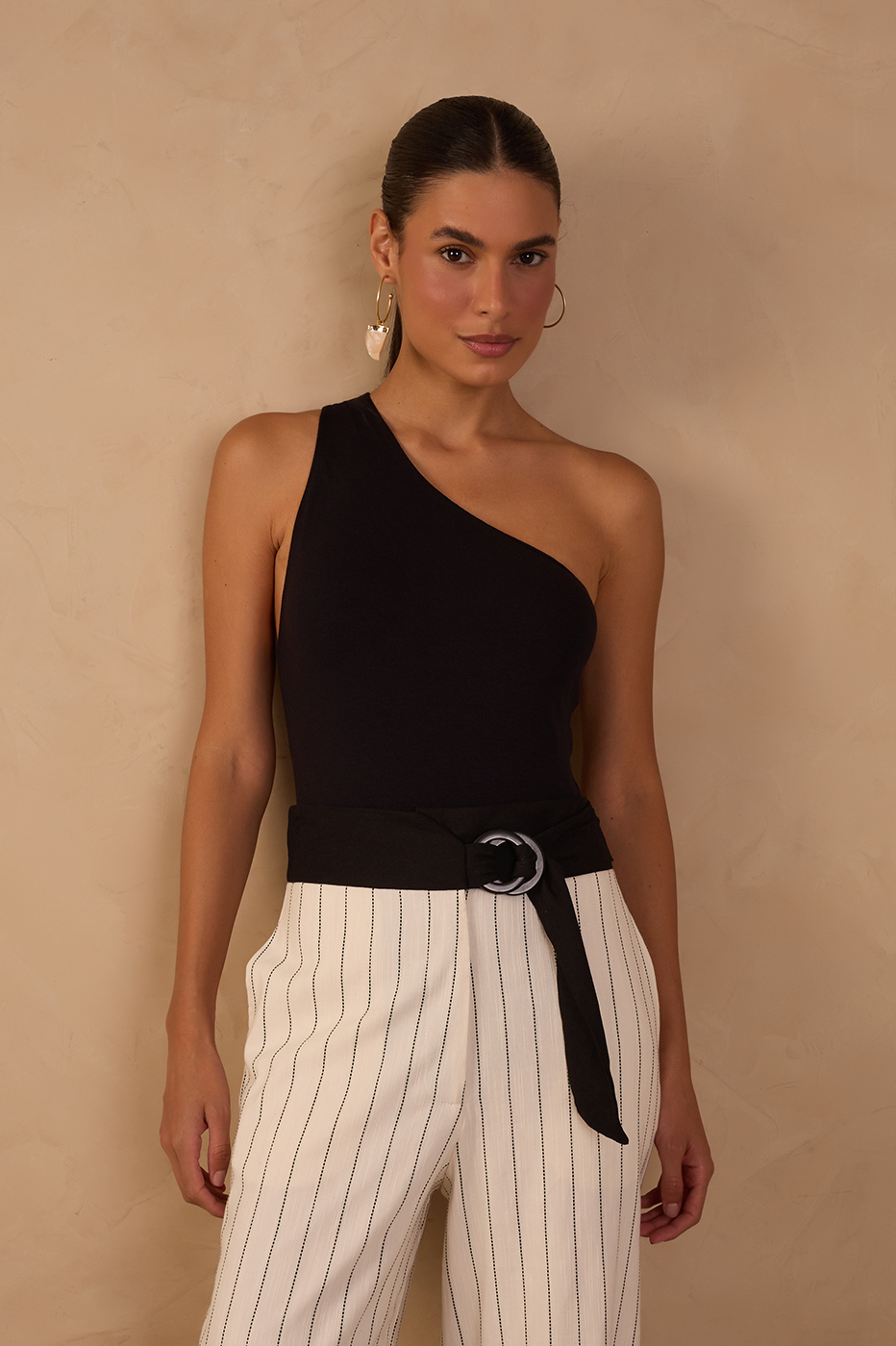 One-Shoulder Crepe Knit Bodysuit_1