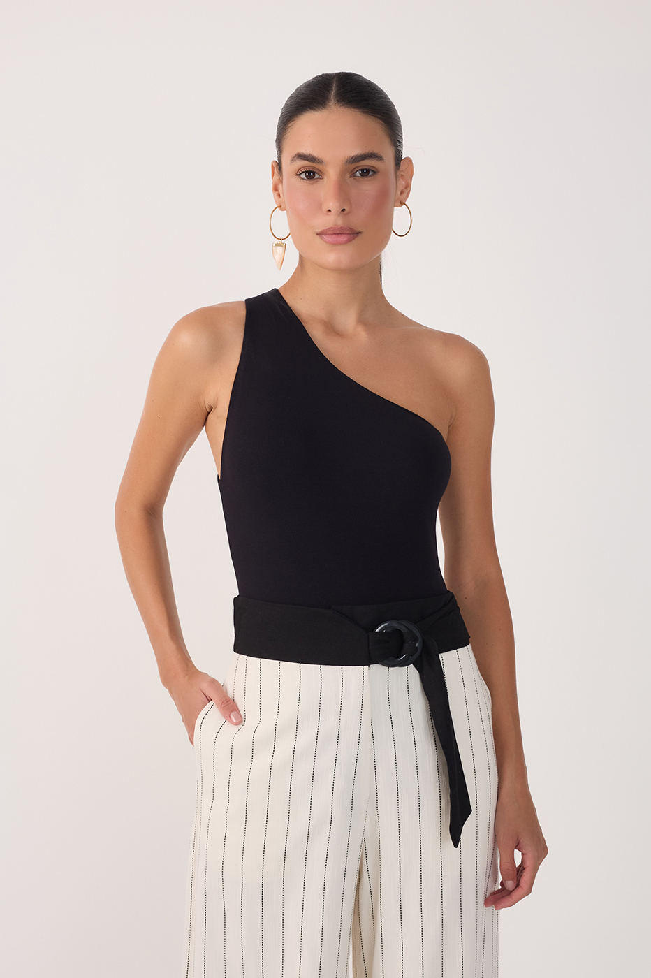 One-Shoulder Crepe Knit Bodysuit_2