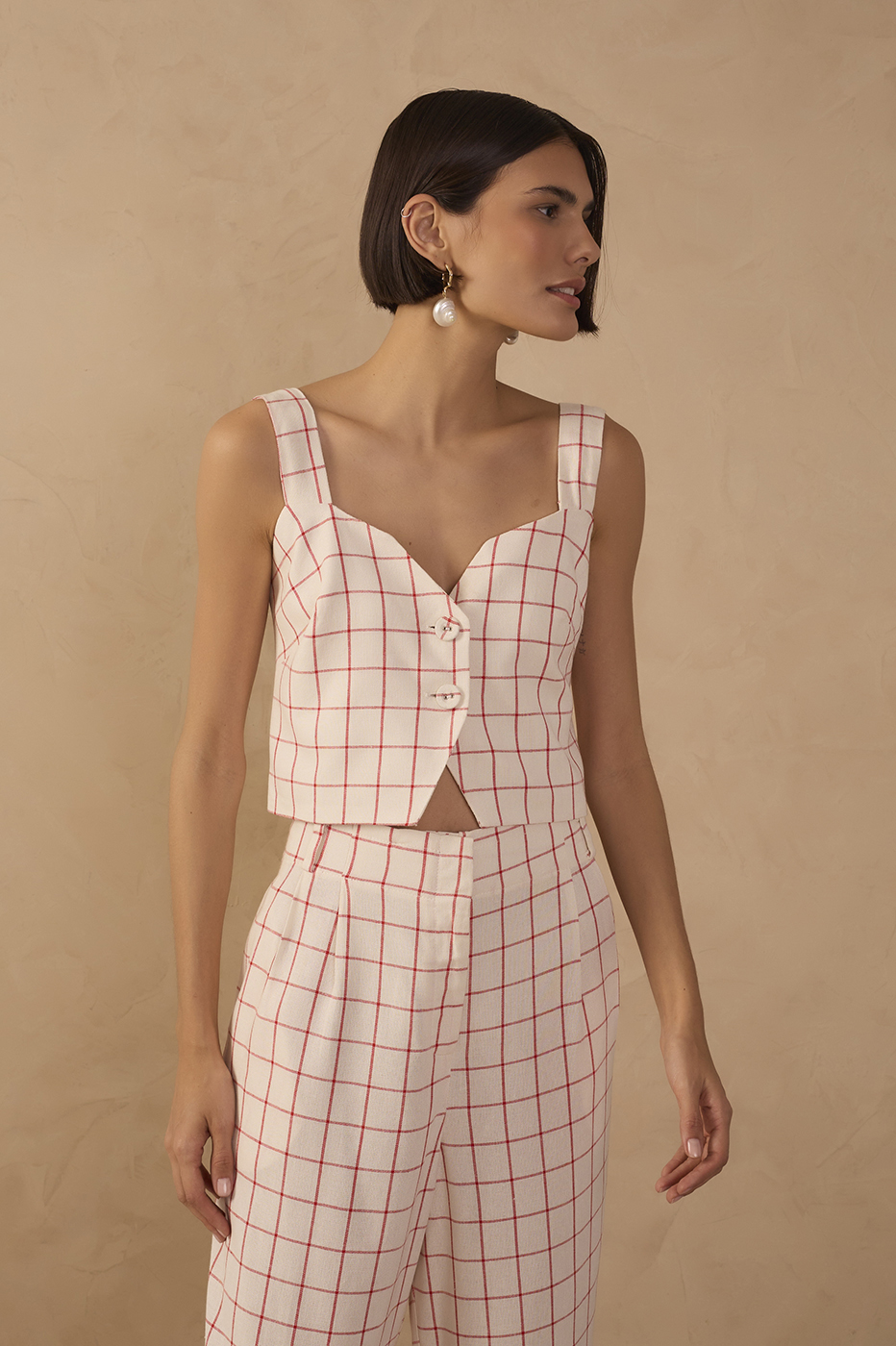 Checkered Linen Blouse