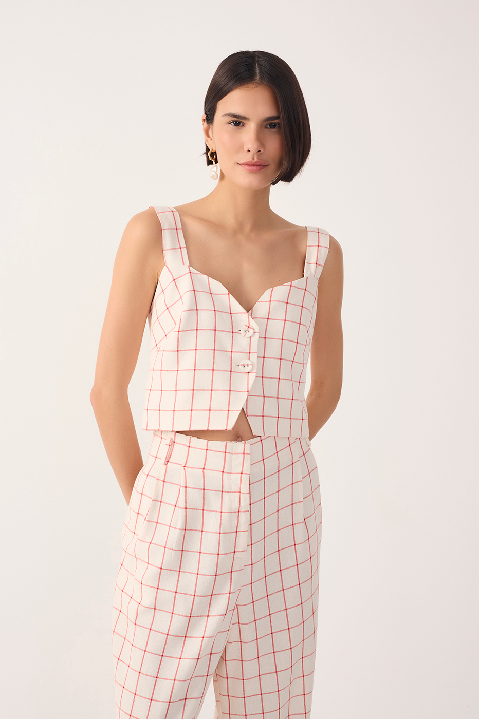 Checkered Linen Blouse