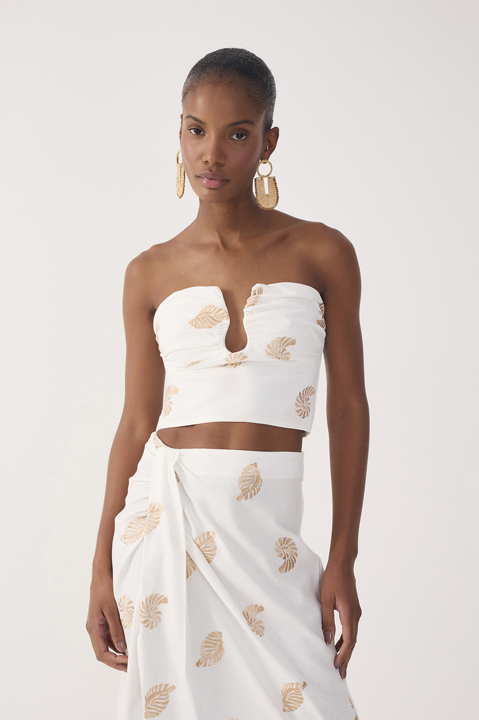 Embroidered Shell Lurex Linen Blouse_2