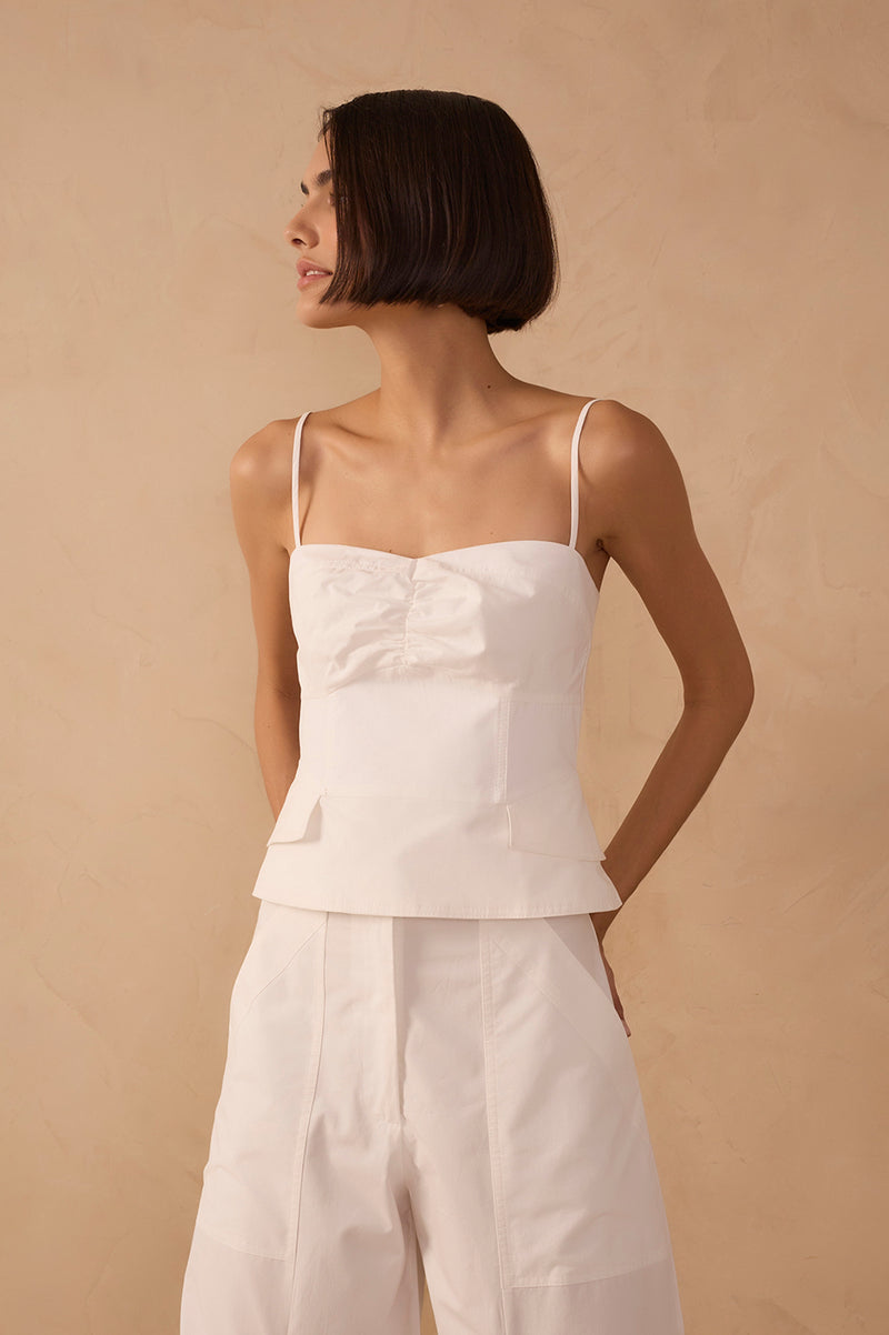 Off-White Square Neck Sleeveless Cotton Blouse_1