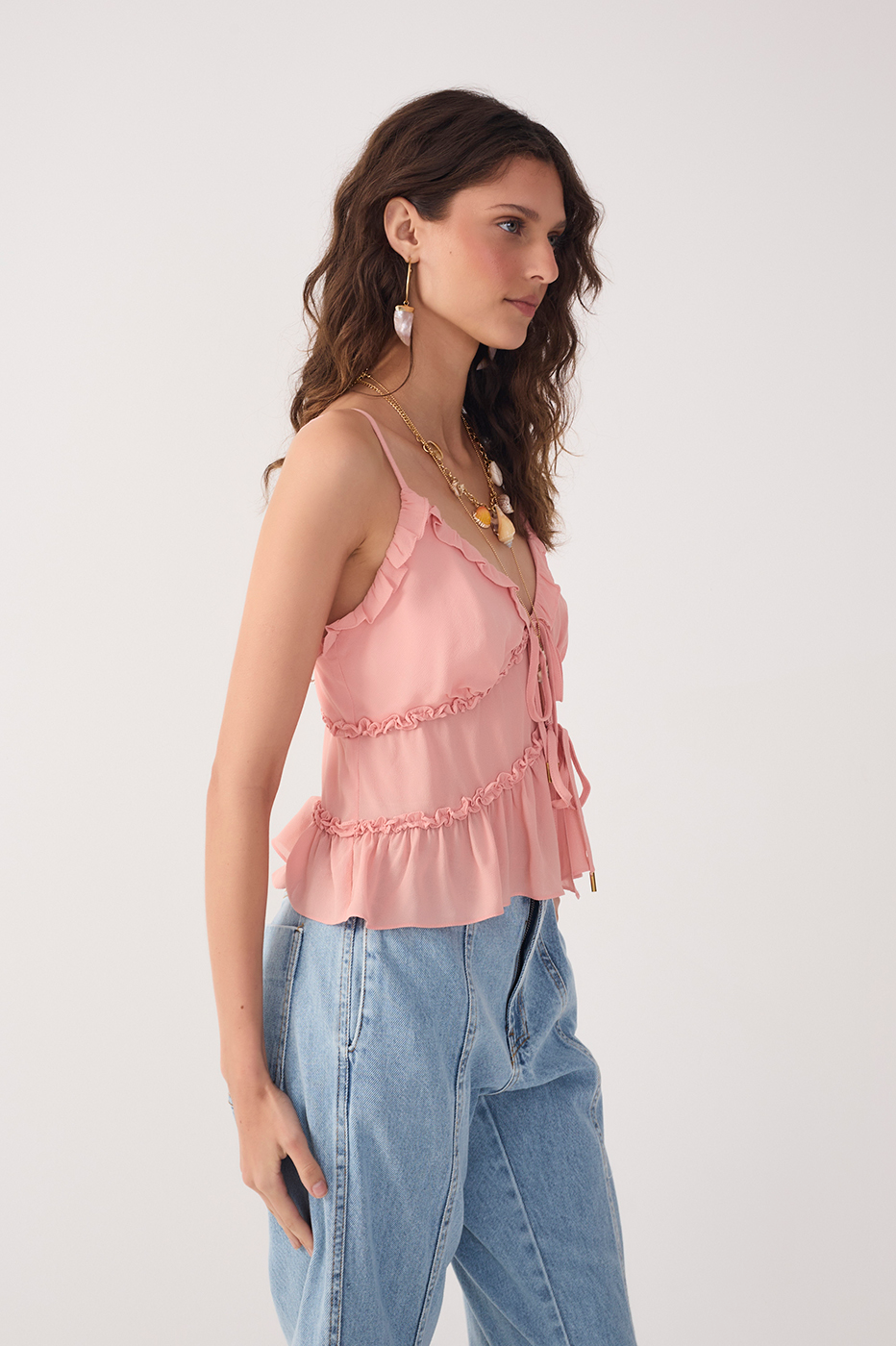 Crepe  Ruffled Hem Blouse_3