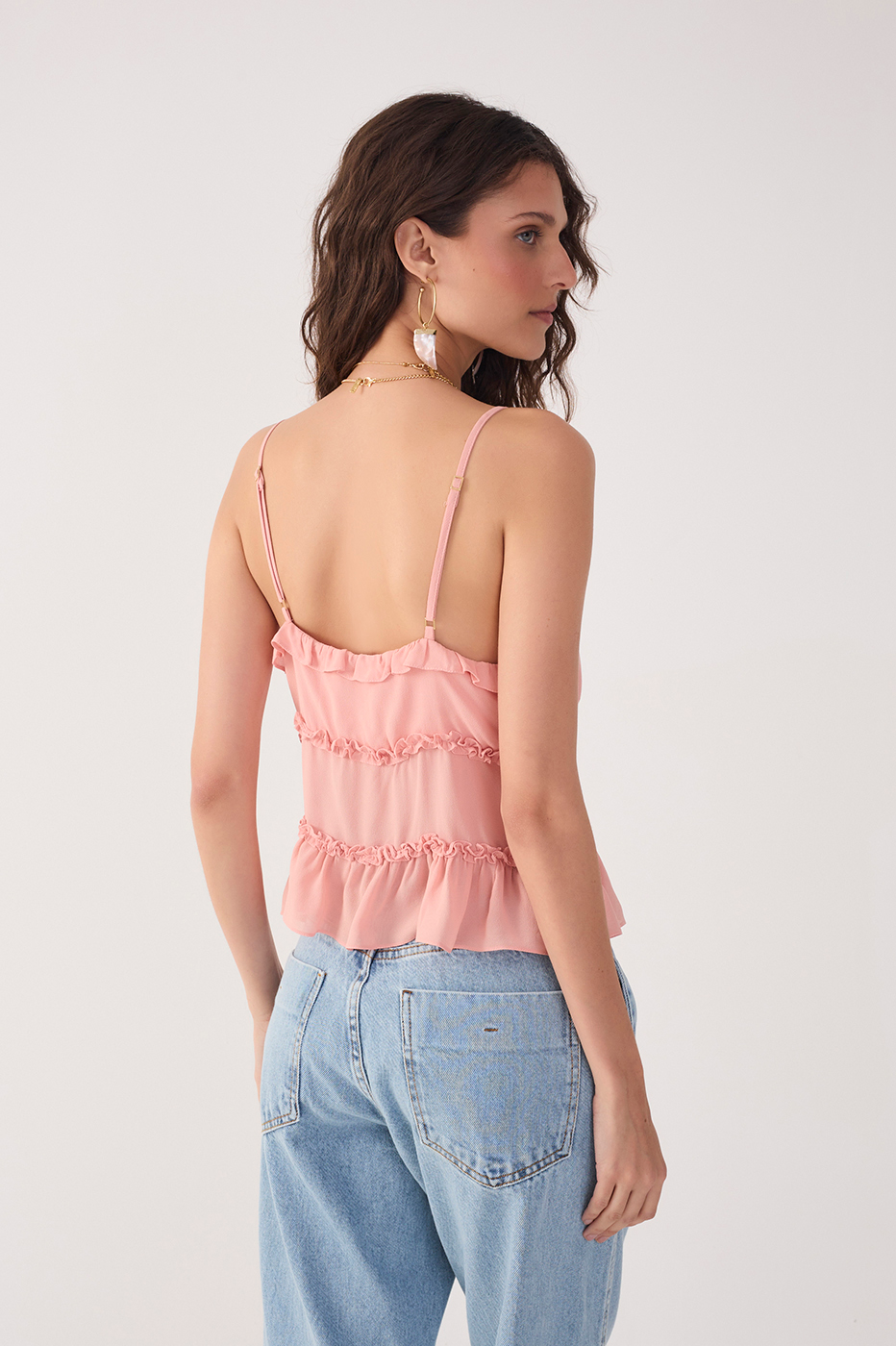 Crepe  Ruffled Hem Blouse_5