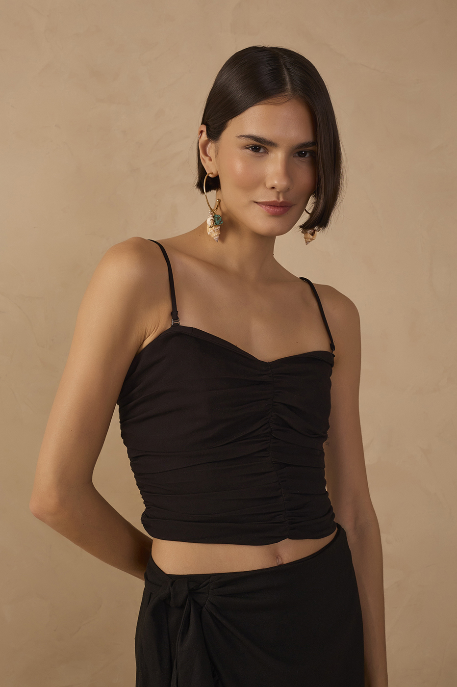 Draped Removable Strap Blouse_1