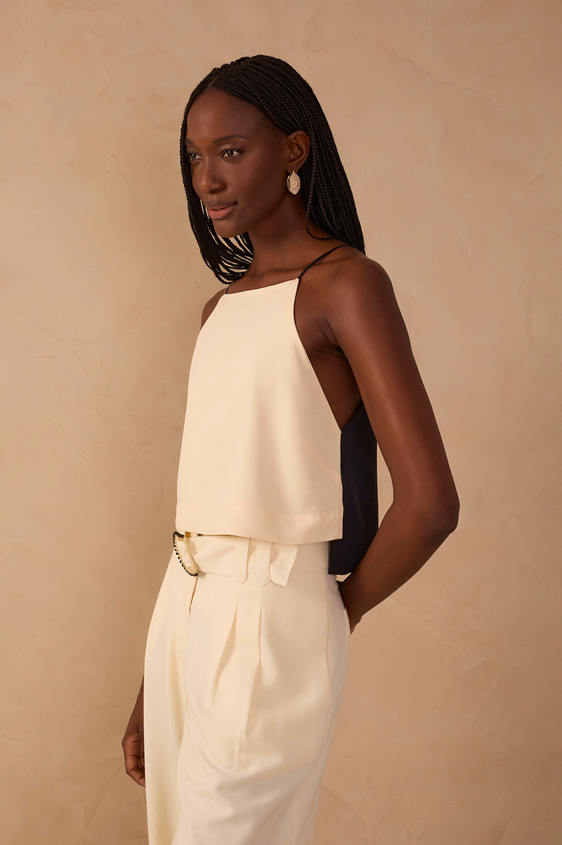 Bicolor Square-Cut Blouse
