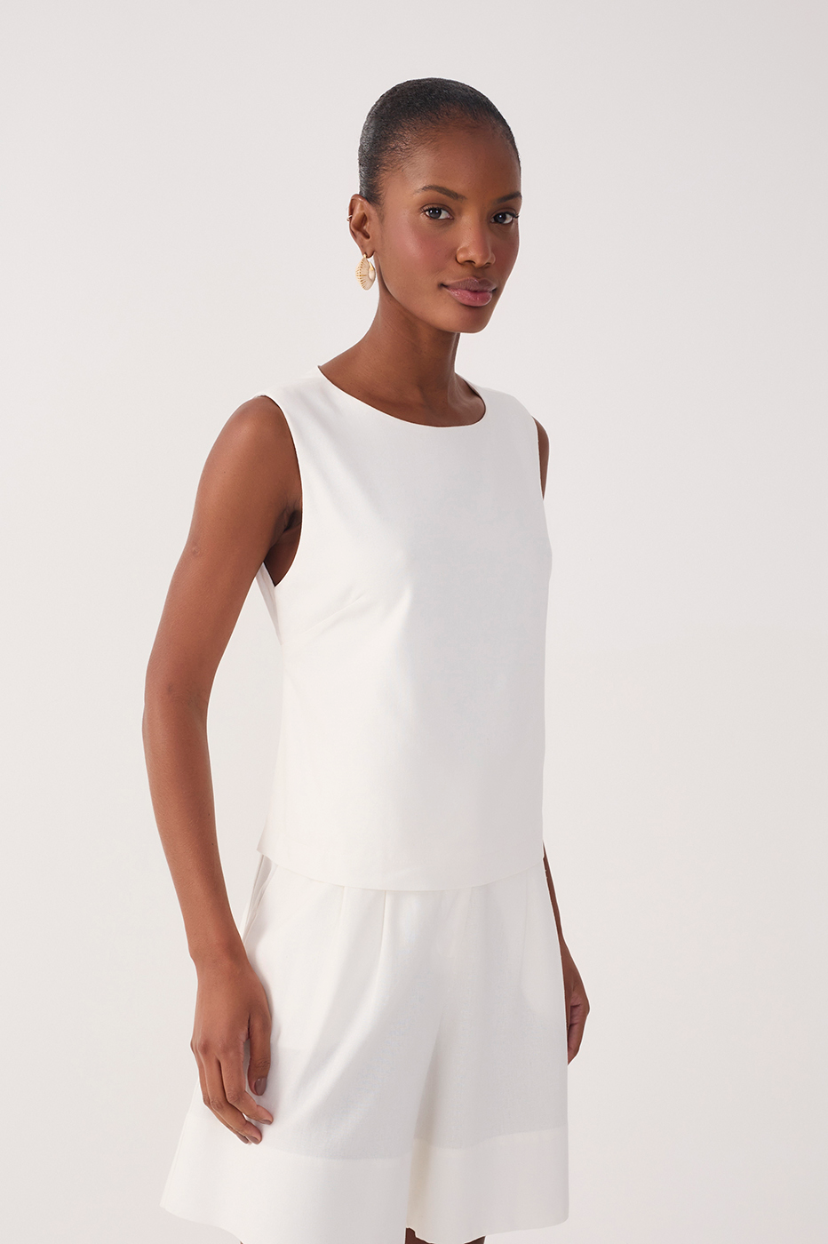 Straight Linen Tie Blouse_2