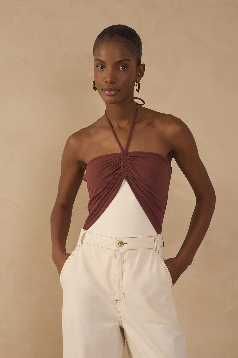 Bicolor Crepe Knit Bodysuit_1