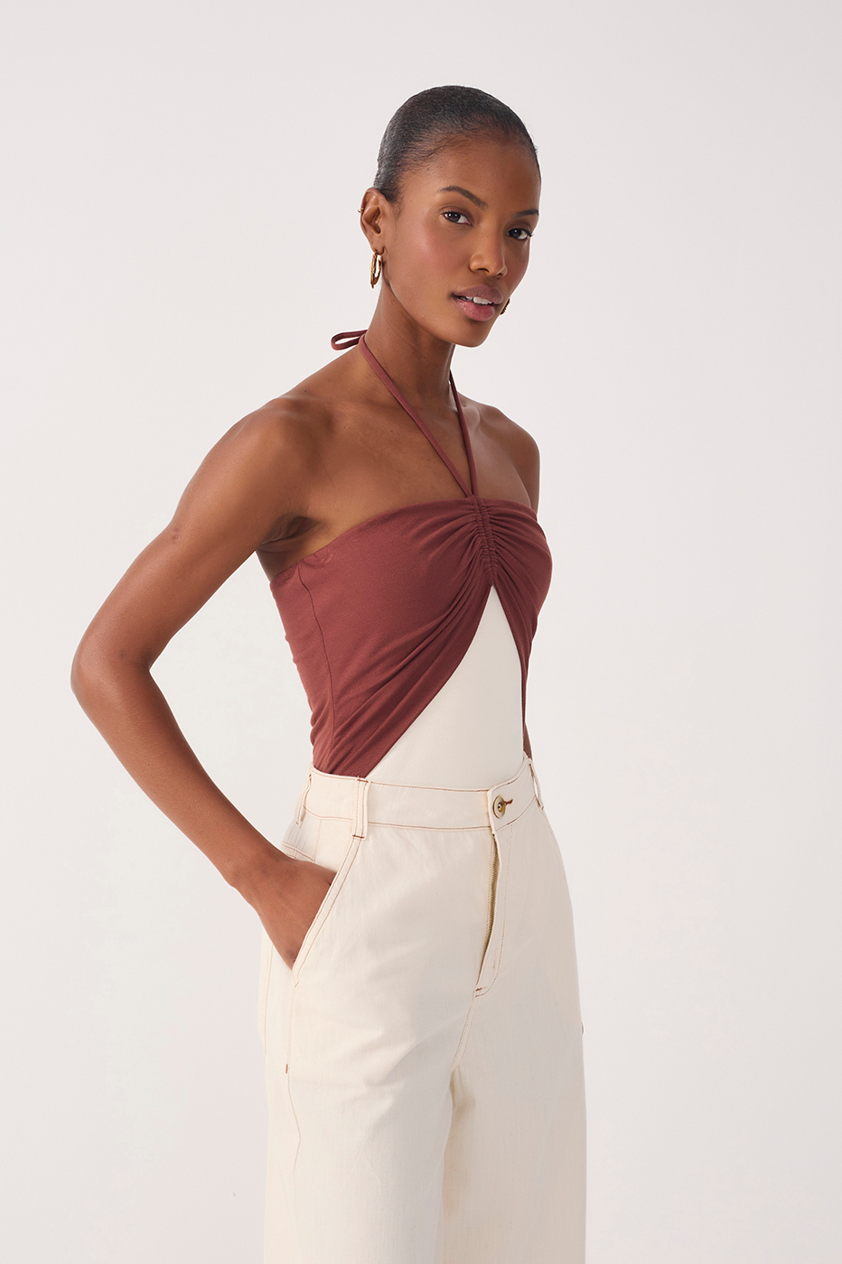 Bicolor Crepe Knit Bodysuit_3