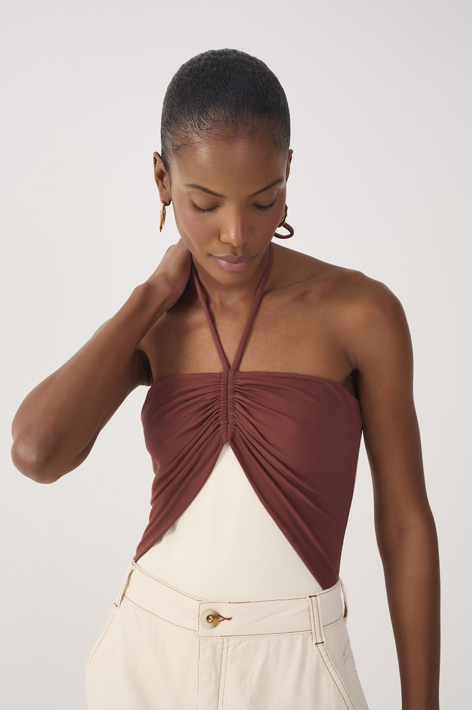 Bicolor Crepe Knit Bodysuit_4