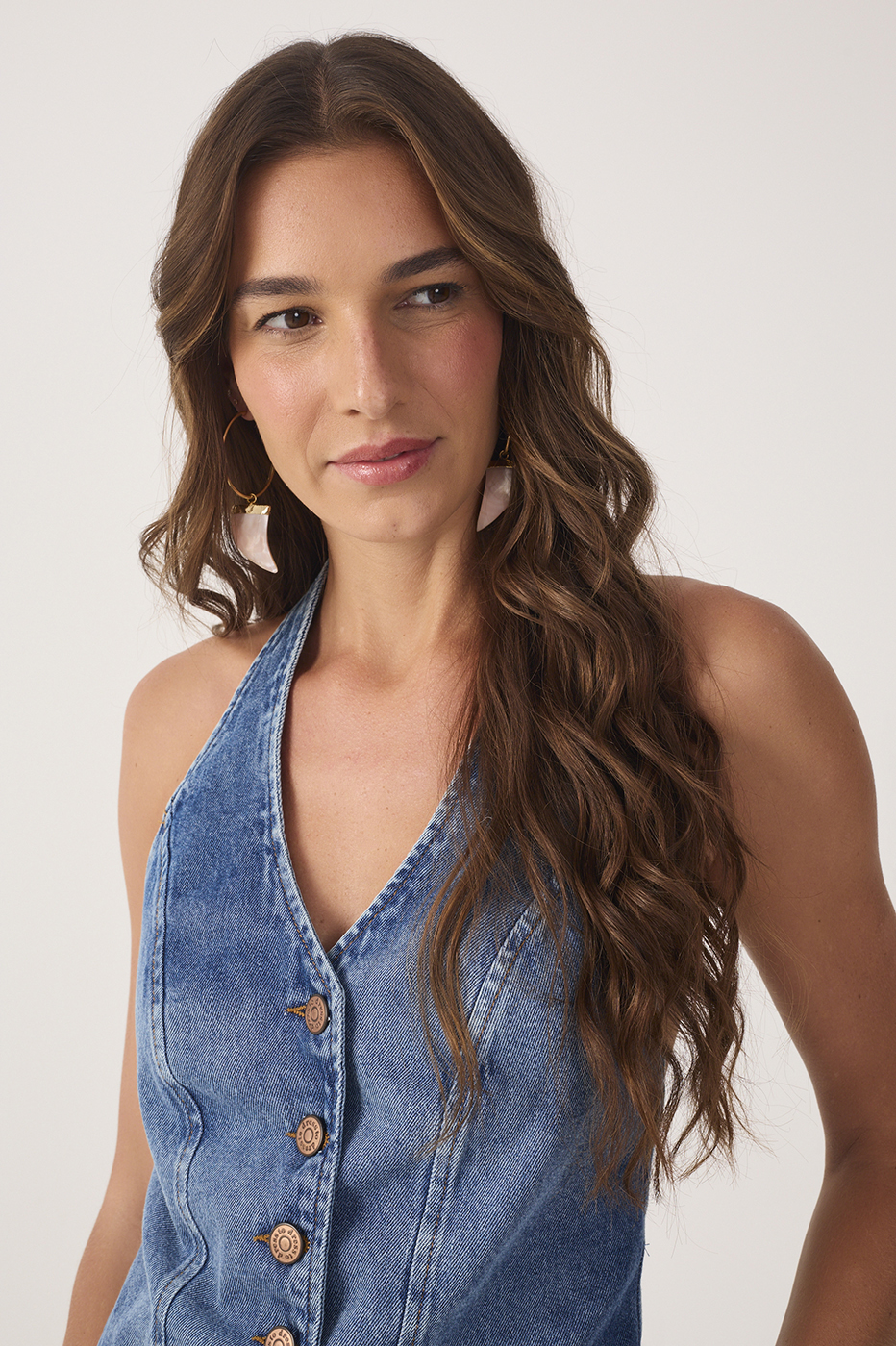 Denim Unique Front Vest Blouse_4