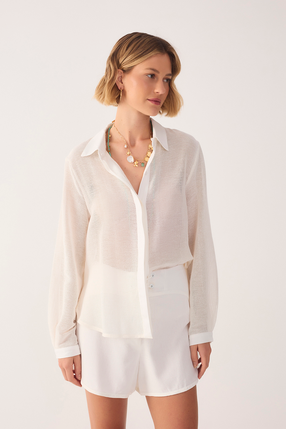 Detailed Linen Shirt with Canvas