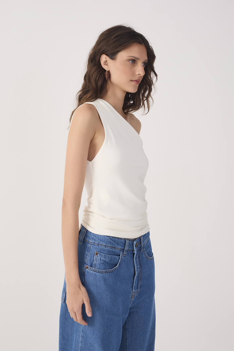 Ruched One-Shoulder Jersey Blouse_3