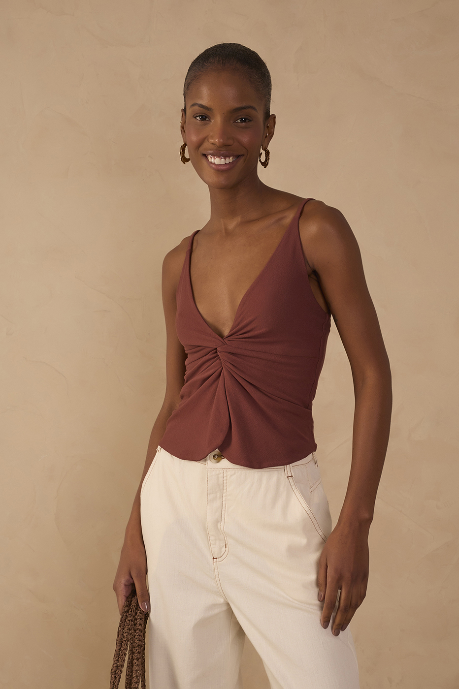 Twisted Front Crepe Knit Blouse_1