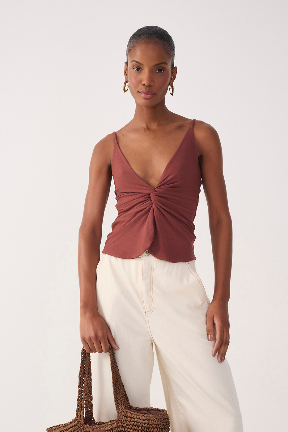 Twisted Front Crepe Knit Blouse_2