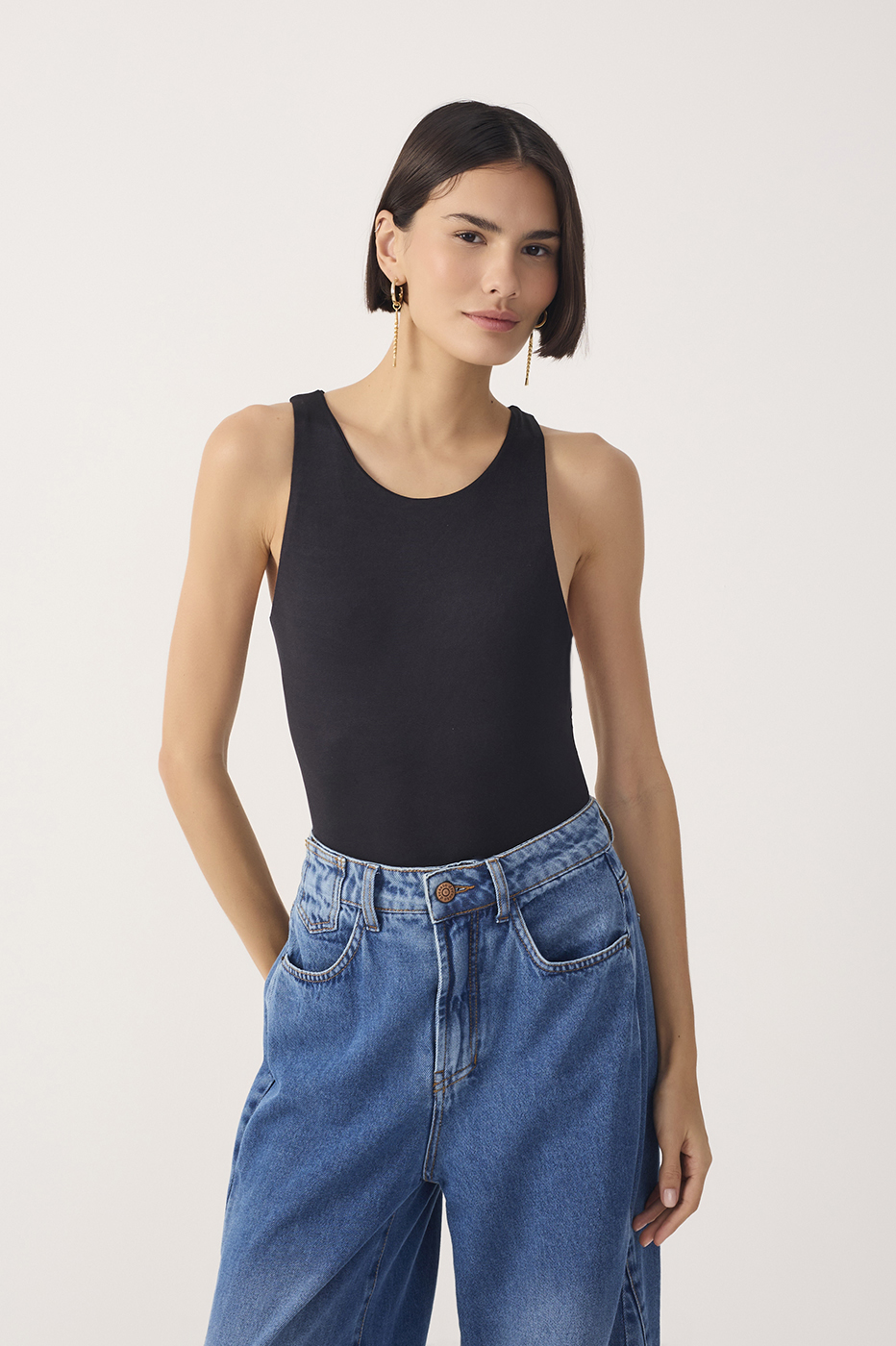 Black Open Back Cut-Out Bodysuit_2