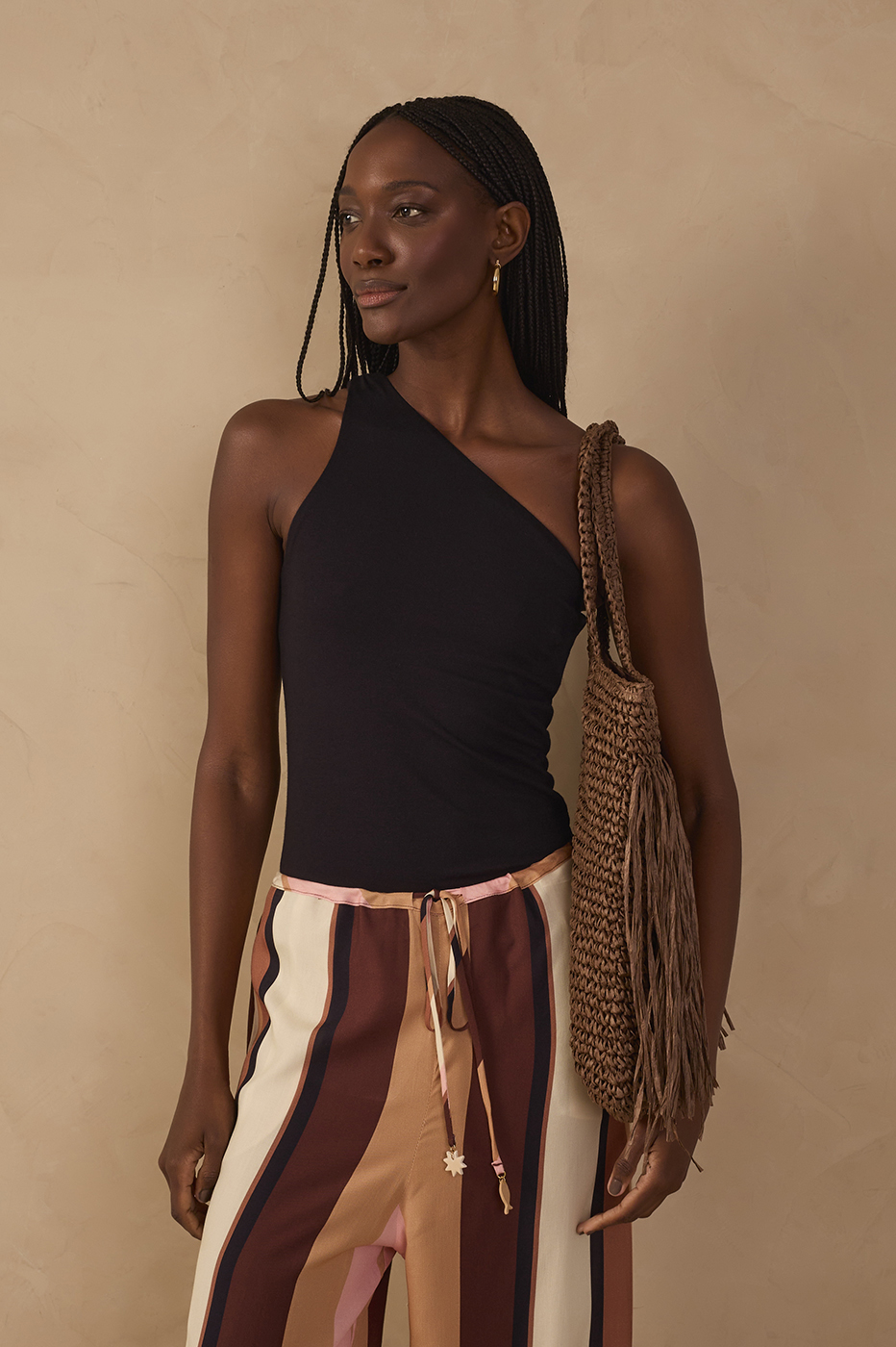 One-Shoulder Crepe Knit Blouse_1