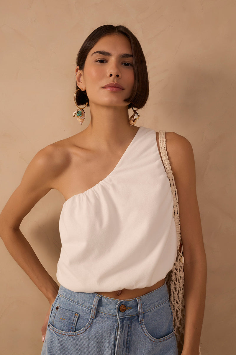 Off-White One-Shoulder Balloon Blouse_1