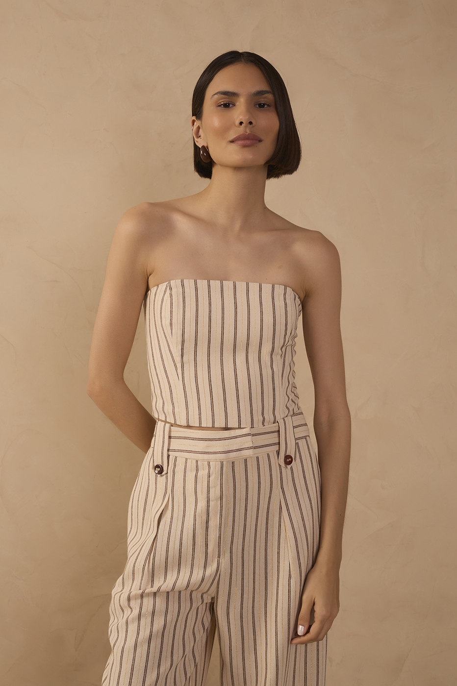 Lurex Stripes Smocked Strapless Top_1