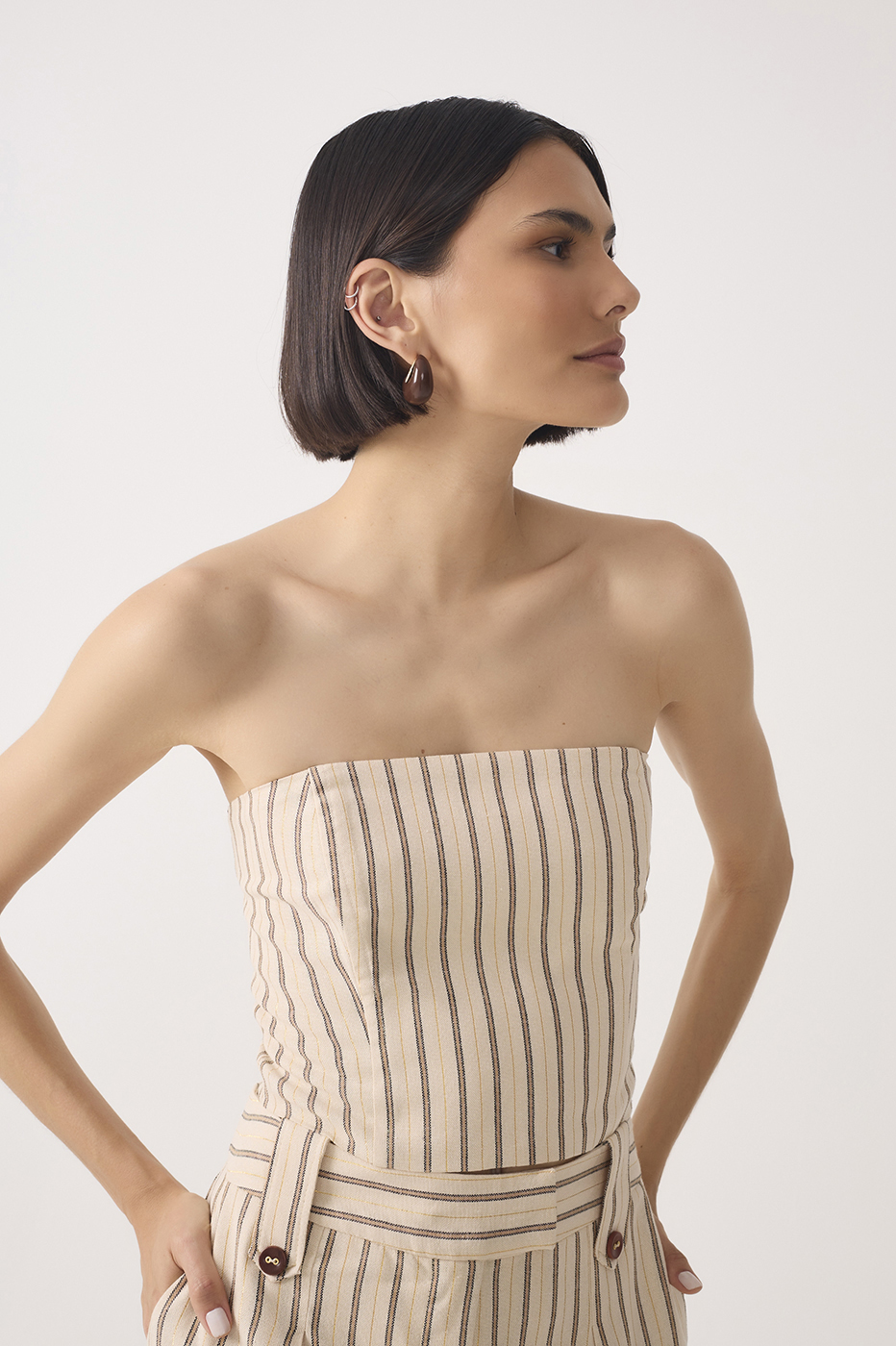 Lurex Stripes Smocked Strapless Top_3
