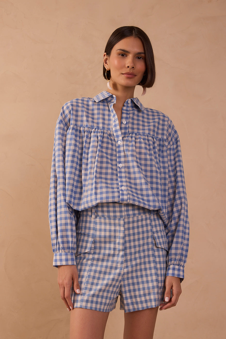 Vichy Cut-out Yoke Shirt_1