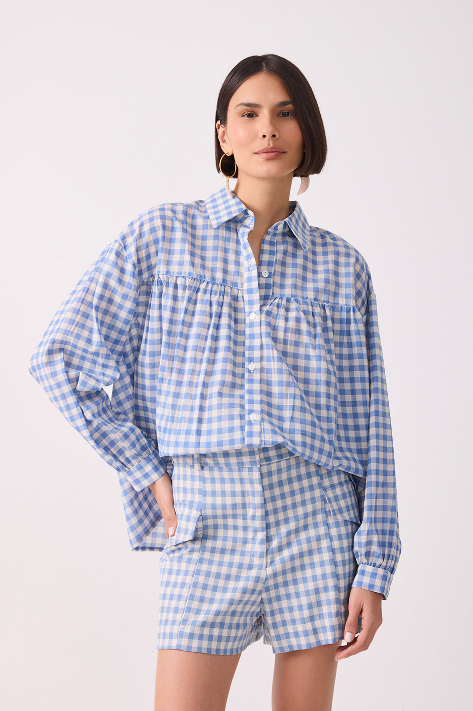 Vichy Cut-out Yoke Shirt